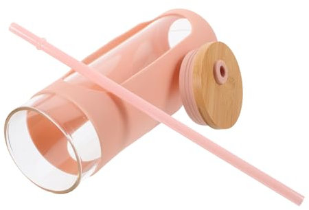 TOPPERFUN Vaso De Agua Con Tapa y Pajita Botella De Vidrio Vaso Para Frío y Cerveza