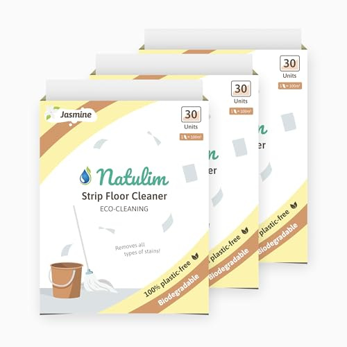 Natulim - Nettoyant pour Sols en Éco-Feuilles (30 utilisations) | Nettoyant Écologique pour Sols, Détergent Écologique pour Planchers - Nettoie sans Polluer la Planète - Lot de 3 (Parfum Jasmin)