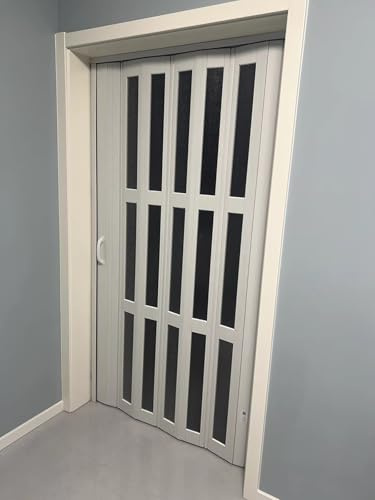 GXXINGIN Folding Door Pvc Plastic Internal Doors Sliding White, Concertina Kitchen Door With Handle, 186 190cm Long Room Divider Gate, Custom Size(107x190cm/42.1x74.8in)