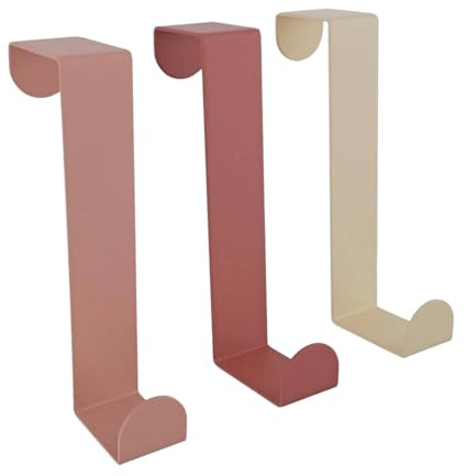keypak Over Door Hanger, Set of 3 Multi Colour Metal Hooks, Fits Doors up to 4cm in Thickness, for Hanging Clothes, Coats, Jackets, Towels, Robes Modern Hooks