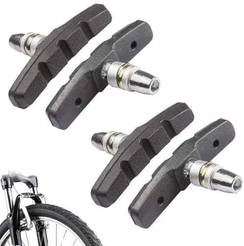 4 PCS Pastillas de Freno Bicicleta, Zapatas Freno Bicicleta, Zapatas de Freno Pastillas 60mm Symmetric Compatible con Shimano Tektro Avid Sram V-Brake Bicicleta, Negro