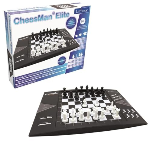Lexibook ChessMan Elite Interactive Electronic Chess CG1300LXB | 64 levels, LED indicators, battery or adapter powered, Black/white