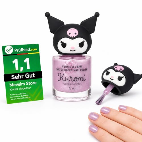 [ Test SEHR GUT, Note 1.1 *] Hello Kitty Nagellack für Kinder auf Wasserbasis – 3 ml – Ungiftig, Vegan & hautfreundlich – Einfach mit warmem Wasser abwaschbar – Sicherer Kindernagellack für Mädchen