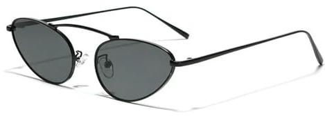 Gyios Sonnenbrille Einzigartige Kleine Ovale Trendige Metall Dreieck Brillen Uv400-schwarzgrau-als Bild