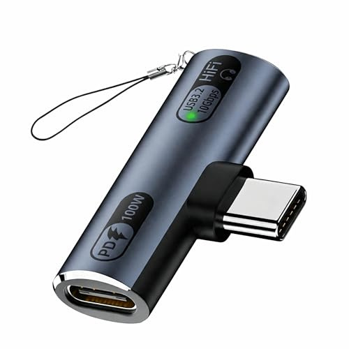 Divisor USB C 1 a 2 con PD 100W, Adaptador de Auriculares USB-C – 2 en 1 para Audio y Carga 2 en 1, Transferencia 10Gbps, Compatible con iPhone 16, Samsung S24, MacBook y Tablets