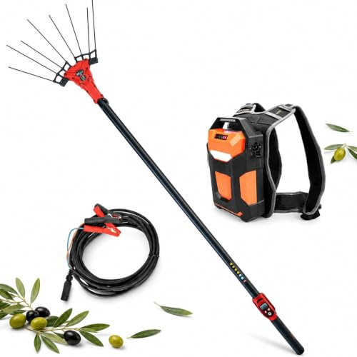 lilishangmao Olive Shaker Machine, Telescopic Olive Harvester with 250W/600W Motor, 6-Speed Adjustment, LED Display and 175-270cm Pole for Olives, Coffee, Walnuts and Pecans Today 600W-withBattery