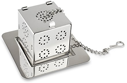 Café Olé Thé Stål Dice Shaped Stainless Steel Strainer for Loose Tea Leaves and Spices Infusion, 5.5 x 5.5 x 3.7 cm