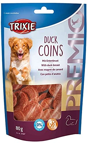 Trixie Duck Coins | 80 g | Ergänzungsfuttermittel für Hunde | Getrocknetes Entenbrustfilet | Im Wieder verschließbaren Beutel | Glutenfrei und ohne Zuckerzusatz
