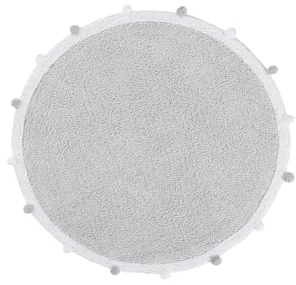 Lorena Canals runder, waschbarer Teppich mit Pompoms, Baumwolle, hellgrau, 120 x 120 x 30 cm