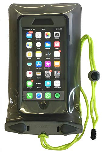 Aquapac Waterproof Phone Case, Large, Grey, Lanyard, iPhone and Android, Made in The UK, Hiking, Mountain Biking, Running Accessory, Travel Essential, 5 Year Warranty. IPX8 certified to 30 ft deep.