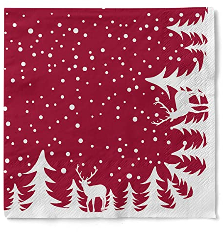 Sovie HORECA Serviette MARVIN (Bordeaux) aus Tissue, 3-lagig, 40 x 40 cm, Weihnachtsserviette Einweg, ideal für Advents- & Weihnachtsfeiern, Papierserviette 100 Stück
