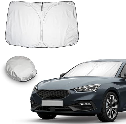 CDEFG Compatible con Cupra Formentor/Seat Leon MK4 2021-2024 2025 Parasol Coche Delantero Parabrisas Protector Plegable con Gran Pantalla Anti UV Rayos Mejor Fresco-Parasol Accesorios