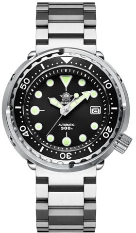 ADDIESDIVE Diver 300 Mètres Montre Sous Marine Homme,Luminescente Chromalight Montres, 47.5mm Grand Cadran Analogique, Noir , Bracelet