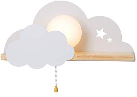 VOMI Wandleuchte Innen mit E27 Fassung, Nachttisch Schlafzimmer Wandlampe mit Schalter, Wolken Wandbeleuchtung für Kinderzimmer, Babyzimmer, Jungen- und Mädchenzimmer