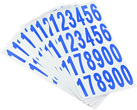 sourcing map Mailbox Numbers Sticker Label Number Self Adhesive PVC Vinyl Label Blue 76x25mm for Mailbox Signs, Pack of 10