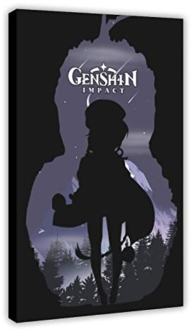 JDRC QiQi Genshin Impact Leinwand Poster Schlafzimmer Dekor Sport Landschaft Büro Zimmer Dekor Geschenkrahmen : 30 x 45 cm