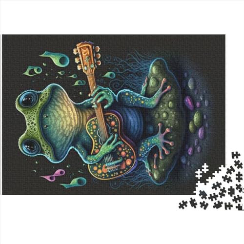 Puzzles 1000 Teile für Erwachsene Frosch spielt Banjo Puzzle Geschenke für Erwachsene Holzpuzzle für Erwachsene Rätsel für Erwachsene 1000 Teile (75 x 50 cm)