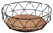 Amago home Obstschale Decokorb Brotkorb rund ø 28 cm H 10 cm Metall schwarz mit Holzboden massiv