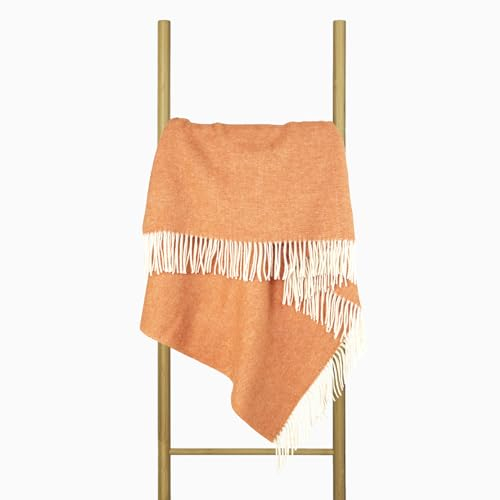 Wolldecke 140x200, 100% Schurwolle, warme & langlebige Decke, weiche Wohndecke Wolle, kuschelige Decke Wolle für Sofa & Bett, Hochwertige Schurwolldecke mit Fransen - Nostra ZELANDIA LUX Wool Blanket