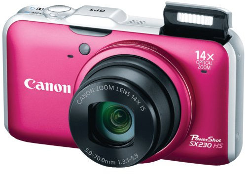 Canon SX230 HS Compact Digital Camera 12.1 Megapixels 14 x Mini-USB B Red (Renewed)
