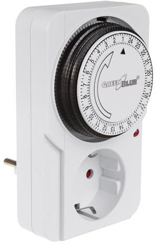 GreenBlue GB360 F Enchufe Temporizador Mecánico, Programable 24h, Interruptor, 48 Programas, 2 Modos, Carga máx. 3680 W, 16A, IP20