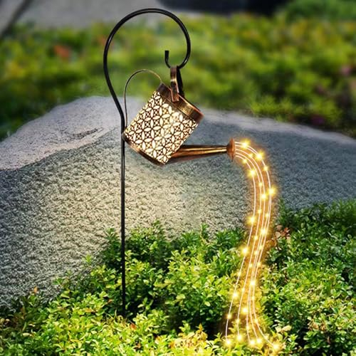 Arrosoir solaire avec lumières – Décoration de jardin extérieure, lanterne étanche à suspendre pour cour, terrasse, allée – Lampes solaires d'extérieur