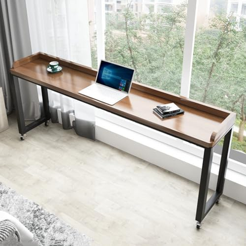 Mesa con bandeja rodante para laptop y escritura, mesa sobre la cama con ruedas, escritorio de madera maciza, mesa auxiliar móvil, mesa cruzada