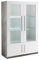 AltoBuy Clark - Vitrine 4 Portes Laquée Blanc et Marbre Poignées Métal avec LEDs