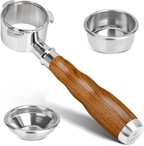 Porte-filtre sans fond de 54 mm à 3 oreilles avec 2 paniers filtrants (simple + double shots), 100 % acier inoxydable, compatible avec les machines Breville Espresso Barista Series BES870/878/880,