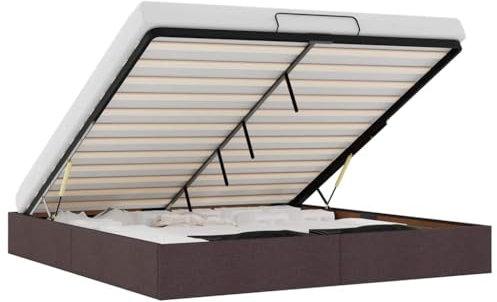 vidaXL Ottoman-Bett ohne Matratze Dunkelbraun 160x200 cm Stoff, Bettrahmen, Bettgestell mit Stauraum, Polsterbett, Bettgestell