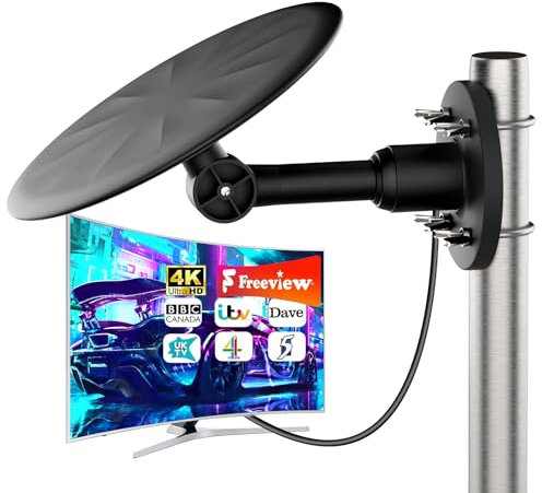 Outdoor TV Aerial -2025 New Upgrade TV Aerial Outdoor Digital HD Antenna/DVB-T/DVB-T2, 4K 1080P HDTV TV Aerials for All TV (Black)