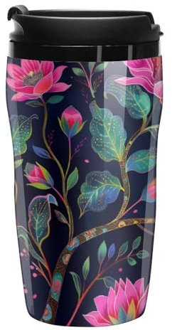 William Morris Coffee Mug Double Wall Travel Tumbler with Lid Tea Cup for Hot/Ice Drinks 250ml