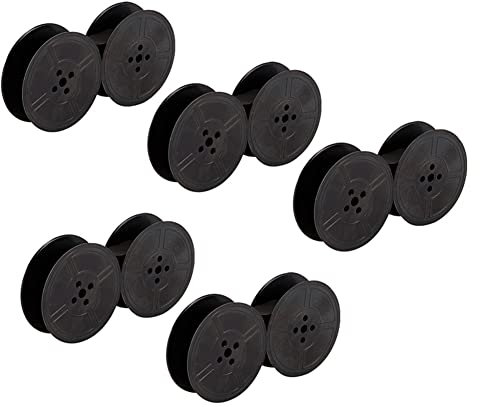 Steowsey 5-Teiliges Doppelspulen-Farbband für Schreibmaschinen Schwarz -Pack für Schreibmaschinen-Farbbänder mit Doppelspule für Die Meisten Schreibmaschinen