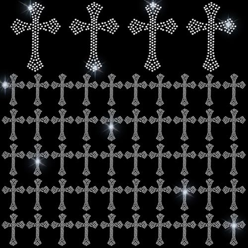 HOBBIESAY 12 Stück Glitzernde Strasssteine Bügeltransfer DIY Aufnäher Kreuz Muster Glitzernder Kristallaufkleber Für Kleidung Tragetasche Basteln Geschenke