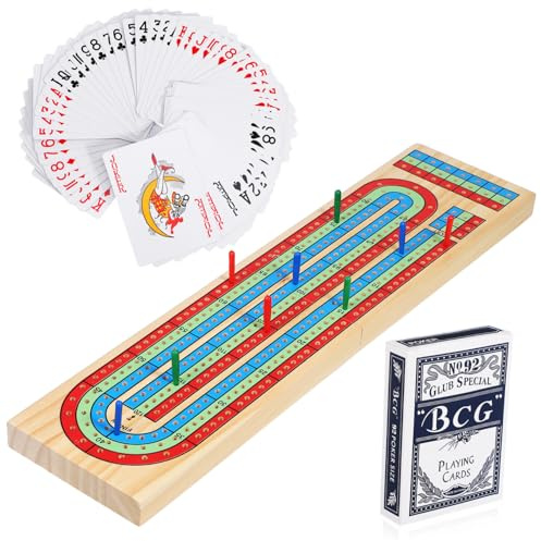 CLISPEED Großes Cribbage Brett aus Holz mit Zubehör Tragbares Tischspiel für Erwachsene und Reisen Robustes Faltbares Reise Cribbage Board für Gesellige Spielrunden und Parties