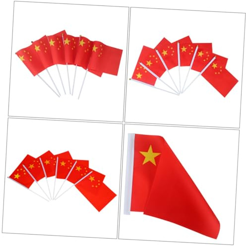 Cabilock China Kleiner Flaggen 14X21cm aus Dacron Tragbare Handfahnen für Party Schule und Fanartikel 50 Stück