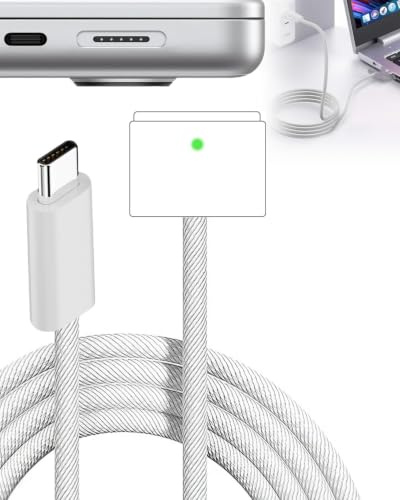 140W USB‑C to MagSafe 3 Charging Cable for MacBook Pro 14 16 M1 M2 M3 M4 | 6FT Type-C to Mag 3 Cord for Mac Book Air 13-15 inch 2021-2025 Super Fast Charge Magnetic LED Indicator Nylon Braided