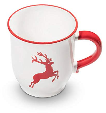 GMUNDNER KERAMIK Schokotasse, Volumen: 300 ml, Rubinroter Hirsch, handgemachte Keramik aus Österreich