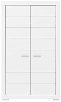 FORTE SNOW Schrank 110 120, Kleiderschrank Weiß Kinderzimmerschrank Jugendzimmerschrank Drehtürenschrank Modern, 2-türig mit Einlegeböden und Kleiderstange, 116 cm breit x 198.5 cm hoch x 60 cm tief