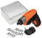 BLACK+DECKER Atornillador a batería 3.6V, 1.5Ah, carga rápida USB, 5.5Nm, 180rpm, linterna LED, set 31 piezas, BCF611CK + A7228