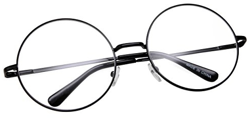 grinderPUNCH Nicht verschreibungspflichtige Brille mit rundem rundem Rahmen und klaren Gläsern, mittelschwarz