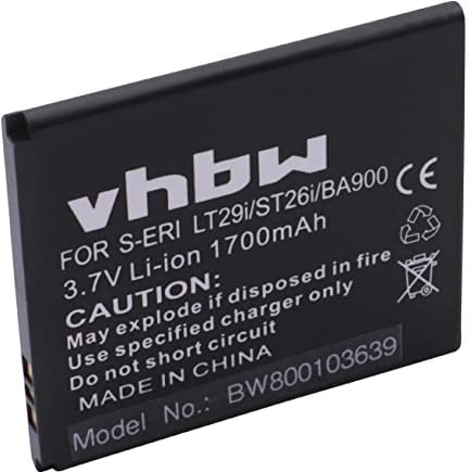 vhbw Akku Ersatz für Sony BA900 für Handy Smartphone Telefon (1700mAh, 3,8V, Li-Ion)