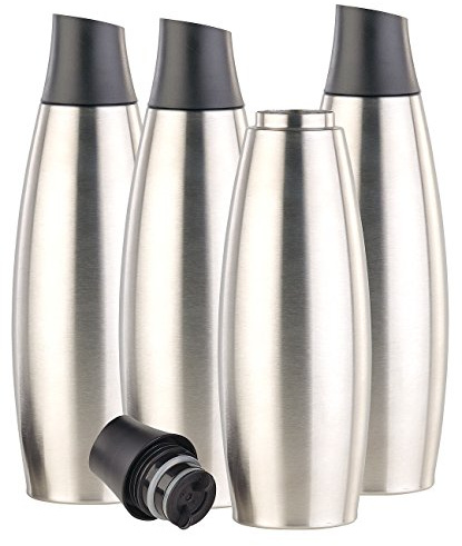 Carlo Milano Trinkflasche, isoliert: 4er-Set Design-Thermo-Isolierflaschen mit Klick-Verschluss, je 650 ml (Isolierflasche Edelstahl, Isolierflasche, unzerbrechlich)