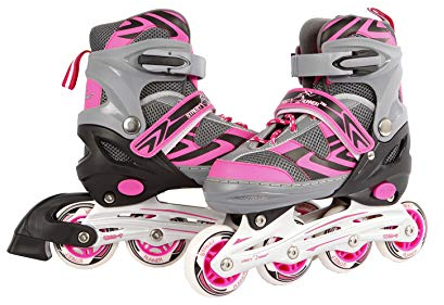 Kids Globe Street Rider Inlineskates (Inliner) rosa/grau, verstellbar von Größe 37-40, abec7 Alurahmen – 720236