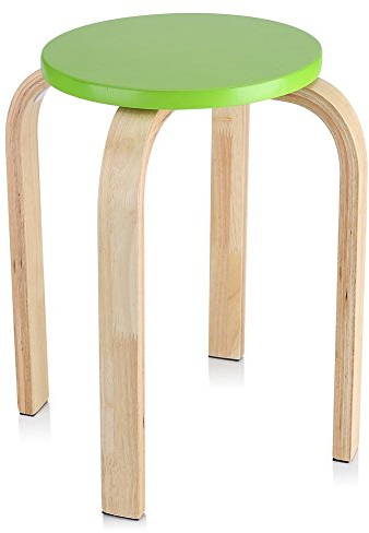 Estink Holzhocker, Anti-Rutsch Holz Sitzhocker Stapelhocker Wohnzimmer Hocker Küchenhocker, 17.9 x 11.8 Zoll(Grün)