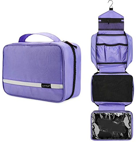 Carttiya Kulturbeutel zum Aufhängen, Herren Damen Kulturbeutel, Kosmetiktasche Groß Waschtasche Reise Waschbeutel Makeup Tasche Toilettentasche mit Haken (Violett)