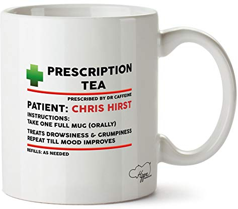 Hippowarehouse Personalised Name Tea Prescription Printed Mug Cup Ceramic 10oz
