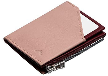 ROIK Geldbörse Klein Herren – Kreditkartenetui Leder mit RFID Schutz – Slim Wallet Herren – 9 Karten Mini Portmonee für Herren – Kompakte Ledergeldbörse für Männer – Zip Coin Flamingo