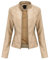 YYNUDA Giacca in pelle da donna, corta, per le mezze stagioni, in ecopelle, con chiusura lampo, per autunno（Beige M）