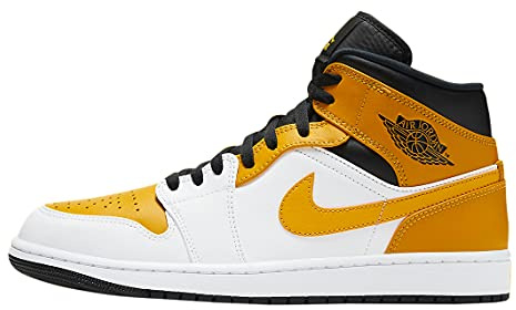 Nike Men's Air Jordan 1 Mid Basketball Shoes, Black Chile Red White, 11 UK